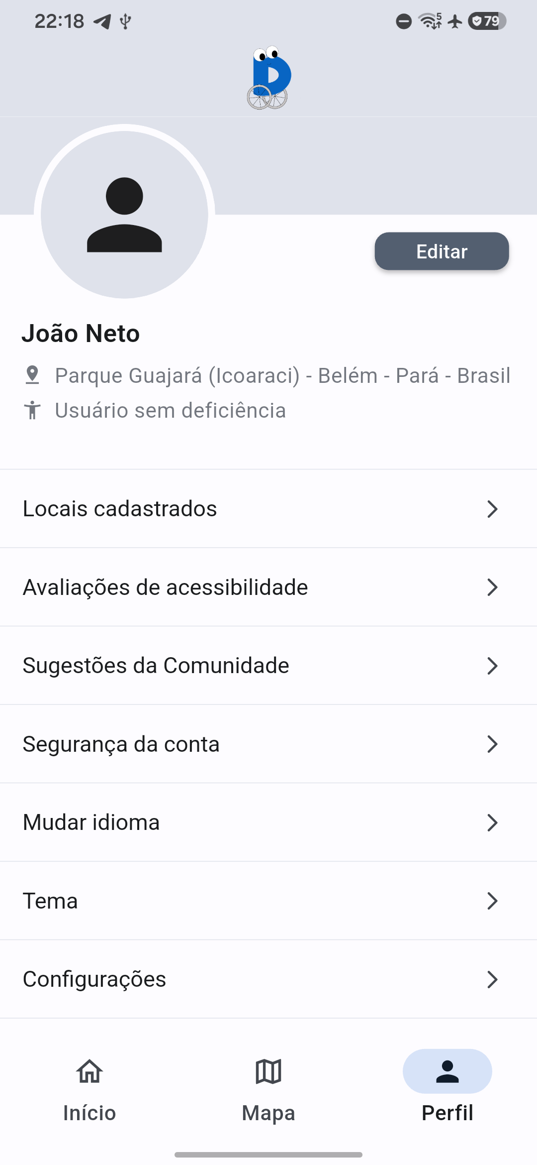Perfil em Tema Claro de Alto Contraste